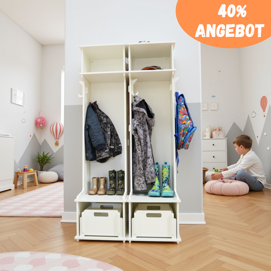 Kombi-Set 2 Stück Bertram mit 2 Boxen und 9 Haken - White edition